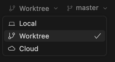 Worktree 드롭다운 메뉴